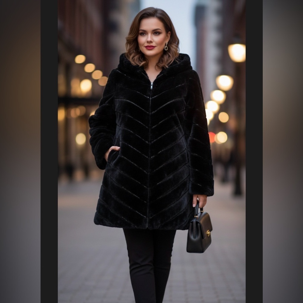 Dennis Basso Black Puffer Jacket with Hood